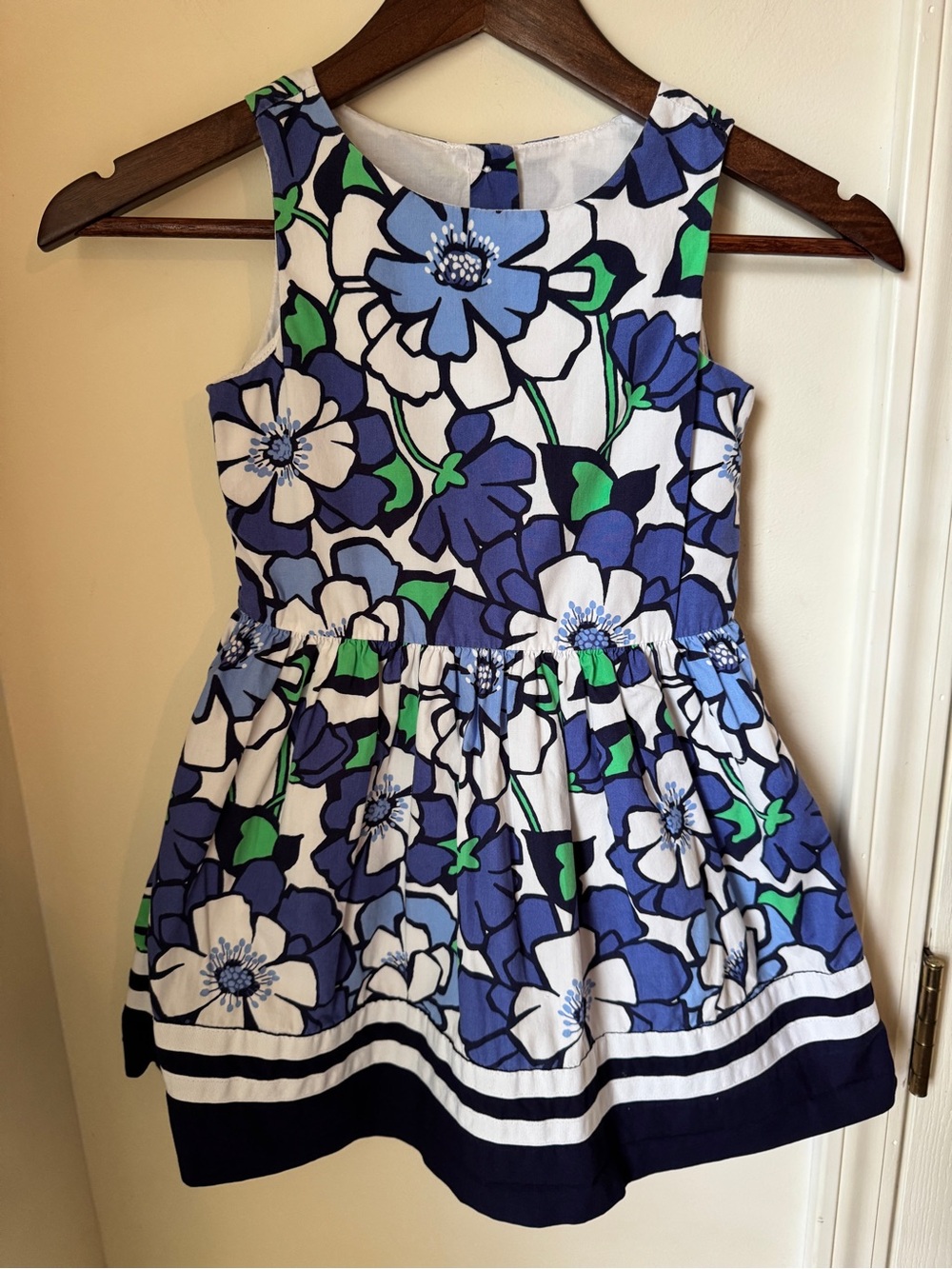 Gymboree Cotton Floral Dress in Blue, White & Green Accents Size 6